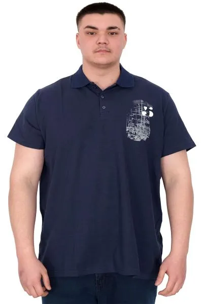 Büyük Beden Erkek T-Shirt Polo Sail Boat U25302 Indigo