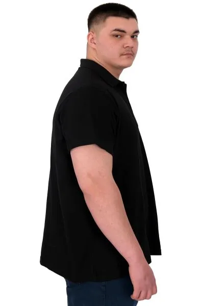 Büyük Beden Erkek T-Shirt Polo Sea Bound U25303 Siyah