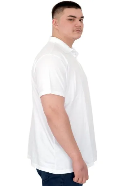 Büyük Beden Erkek T-Shirt Polo Flag U25304 Beyaz