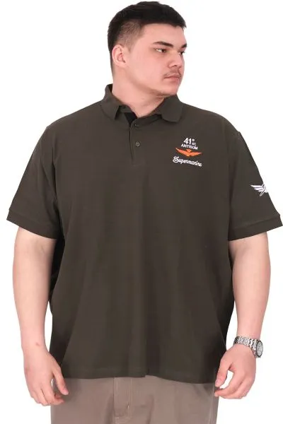 Büyük Beden Erkek T-Shirt Pike Polo Yaka U25305 Haki