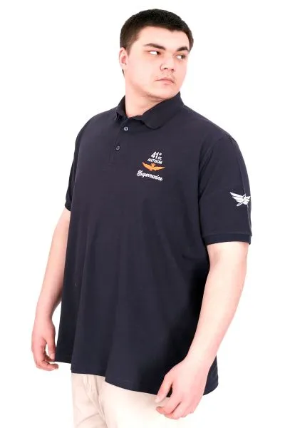 Büyük Beden Erkek T-Shirt Pike Polo Yaka U25305 Lacivert