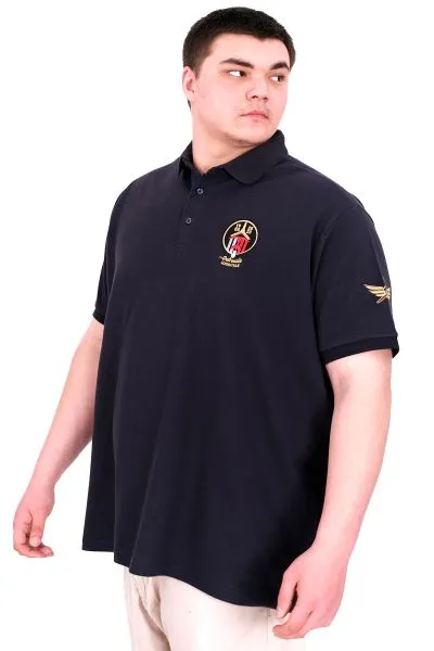 Büyük Beden Erkek T-Shirt Pike Polo Yaka U25306 Lacivert