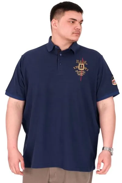 Büyük Beden Erkek Polo Yaka T-Shirt Nakışlı U25307 İndigo