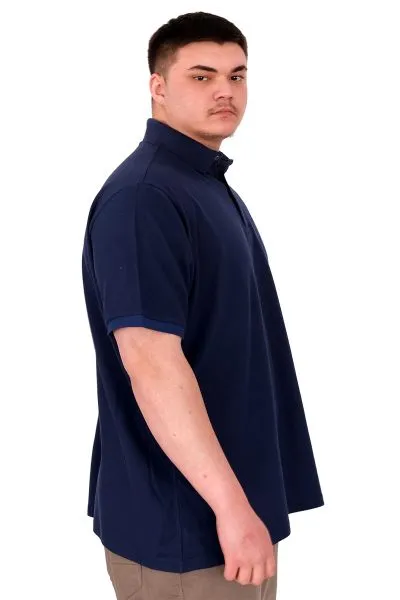 Büyük Beden Erkek Polo Yaka T-Shirt Nakışlı U25307 İndigo