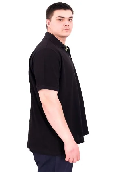 Büyük Beden Erkek Polo Yaka T-Shirt Nakışlı U25307 Siyah