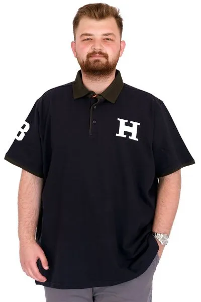 Büyük Beden Erkek T-Shirt Polo Yaka H BROUDED U25312 Lacivert