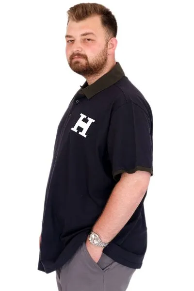Büyük Beden Erkek T-Shirt Polo Yaka H BROUDED U25312 Lacivert