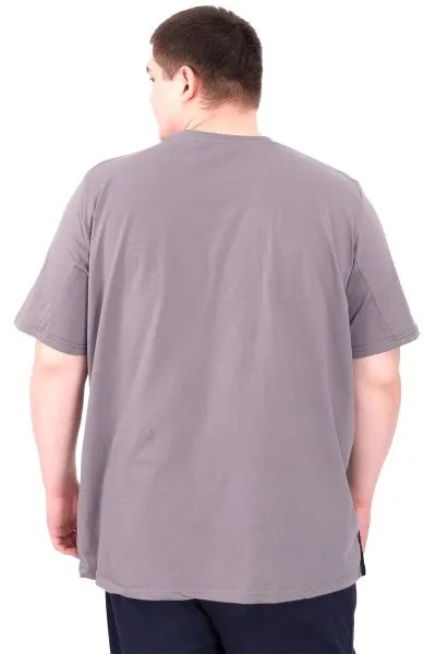 Büyük Beden Erkek T-Shirt Parçalı U25501 Füme