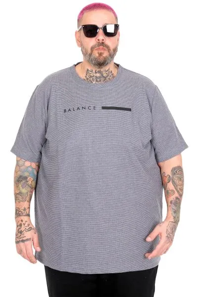Big Size T-Shirt Crew Neck Balance Waffle U26001 DARK BLUE