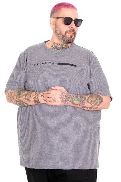 Big Size T-Shirt Crew Neck Balance Waffle U26001 DARK BLUE