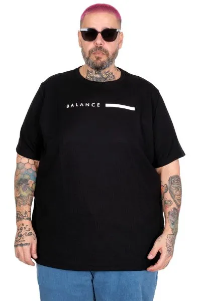 Big Size T-Shirt Crew Neck Balance Waffle U26001 BLACK