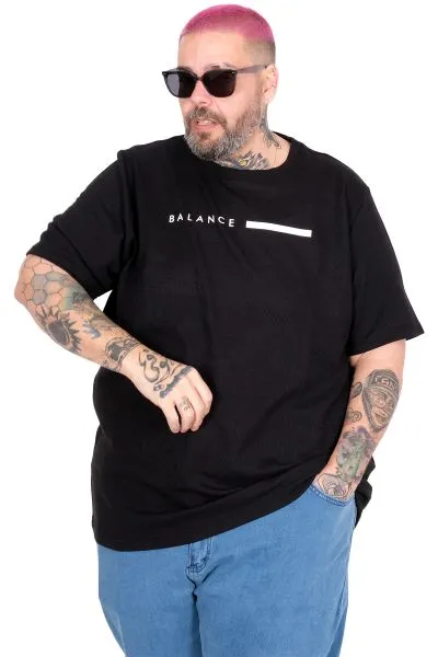 Big Size T-Shirt Crew Neck Balance Waffle U26001 BLACK