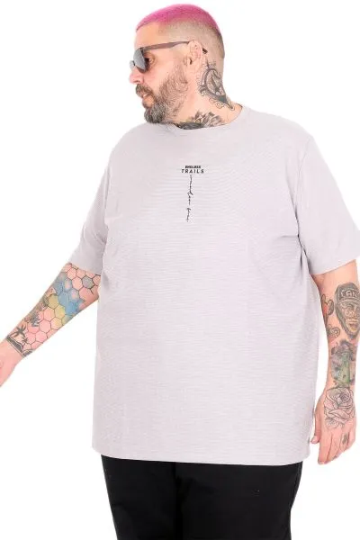 Big Size T-Shirt Crew Neck Endless Traıls Waffle U26002 GREY