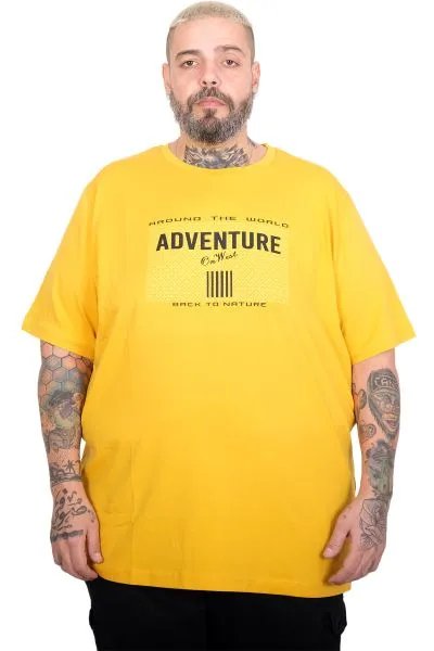 Büyük Beden Erkek Adventure Bisiklet Yaka T-Shirt U26101 HARDAL