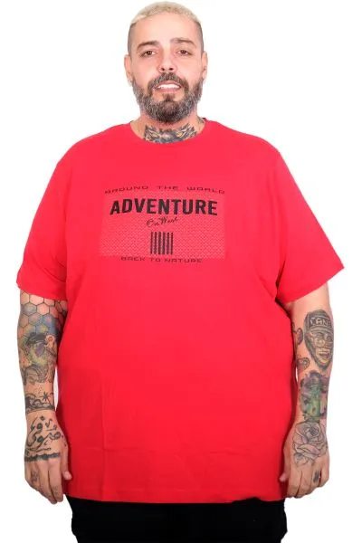 Men’s Big Size Adventure Crew Neck T-Shirt U26101 Red