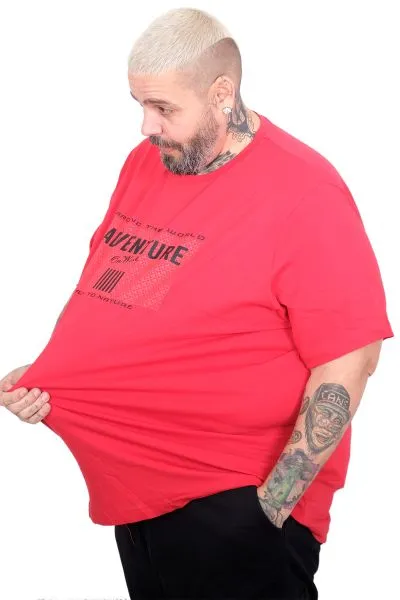 Men’s Big Size Adventure Crew Neck T-Shirt U26101 Red