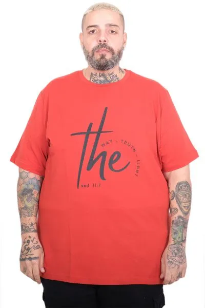 Büyük Beden Erkek THE Bisiklet Yaka T-Shirt U26103 MERCAN