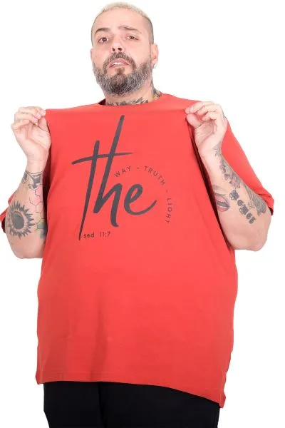 Büyük Beden Erkek THE Bisiklet Yaka T-Shirt U26103 MERCAN