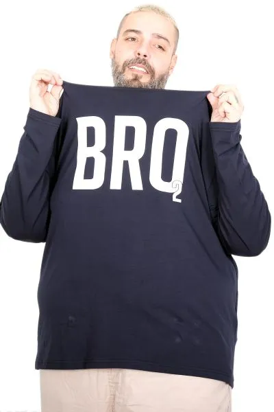 Men’s Big Size BRO2 Crew Neck T-Shirt 26105 Navy