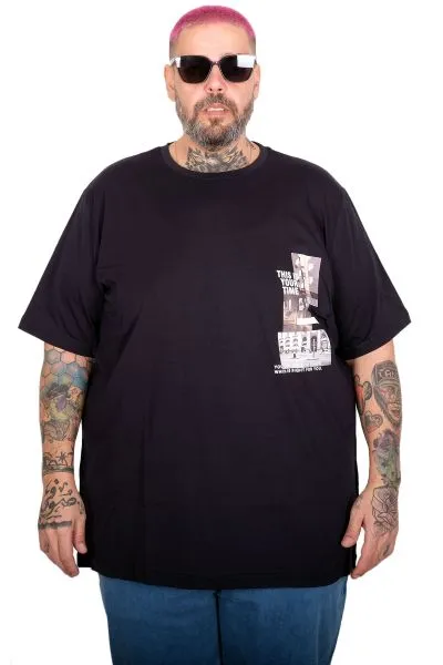 Big Size T-Shirt Thıs Is Your Tıme U26106 NAVY