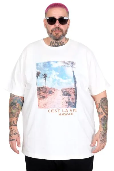 Big Size T-Shirt Cest La Vıe U26163 WHITE