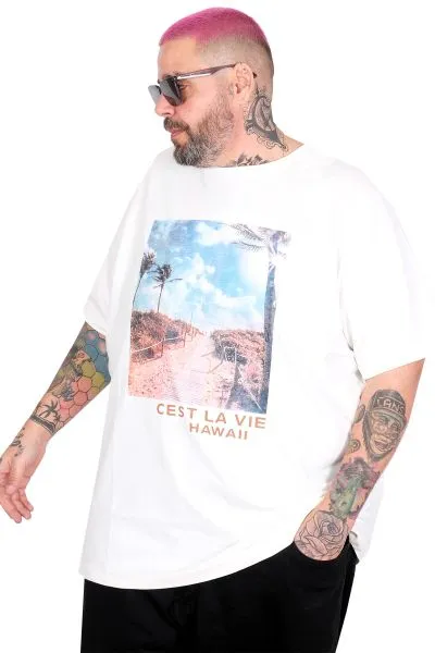 Big Size T-Shirt Cest La Vıe U26163 WHITE