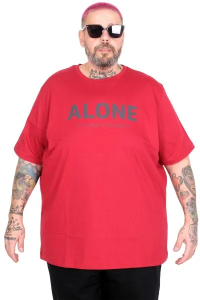 Big Size T-Shirt Alone U26164 Burgundy