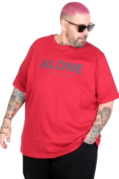 Big Size T-Shirt Alone U26164 Burgundy