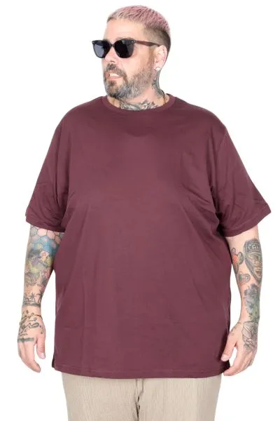 Büyük Beden Erkek Tshirt Bisiklet Yaka Basic 20031 Mürdüm [product_color]