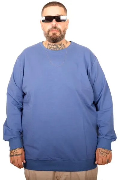 Big Size Mens Crew Neck Basic Sweatshirt U24174 Indigo