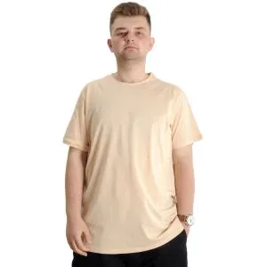 Büyük Beden Erkek Tshirt Bisiklet Yaka Basic 20031 Bej