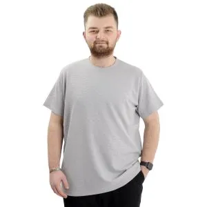 Big Size Mens T-Shirt Crew Neck WAFFLE 20033 Grey