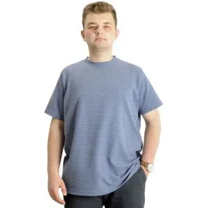 Büyük Beden Erkek T-shirt Bisiklet Yaka WAFFLE 20033 Koyu Mavi