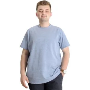 Big Size Mens T-Shirt Crew Neck WAFFLE 20033 Blue