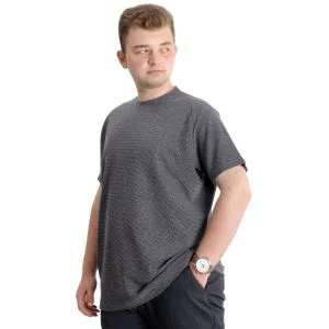 Büyük Beden Erkek T-shirt Bisiklet Yaka WAFFLE 20033 Siyah