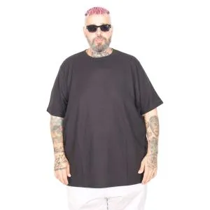 Büyük Beden Waffle Basic T-shirt 20033 Siyah