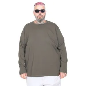 Big Tall Men s Basic T-shirt Long Sleeve 20102 Khaki