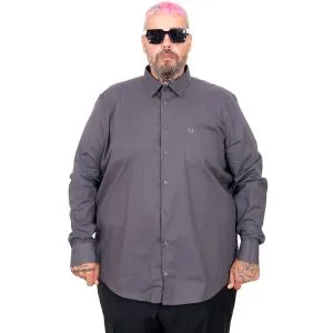 Big-Tall Mens Classic Shirt With Pocket and Lycra 20350 Smoke