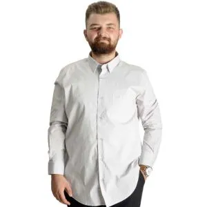 Büyük Beden  Gömlek Ukol Cep Lycra Poplin 20350 Gri