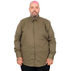 Big-Tall Men's Classic Shirt With Pocket and Lycra 20350 Khaki