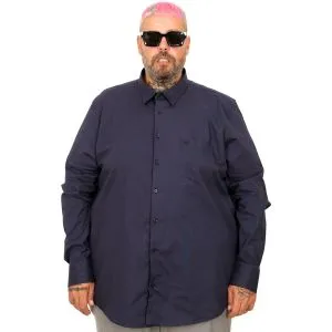 Big-Tall Men's Classic Shirt With Pocket and Lycra 20350 Navy Blue