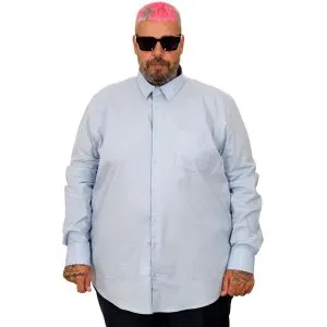 Big Size Mens Classic with pocket Shirt Elastic 20350 Blue