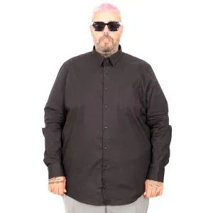 Big-Tall Men's Classic Shirt With Pocket and Lycra 20350 Black
