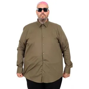 Big-Tall Mens Classic Shirt With Lycra 20351 Khaki