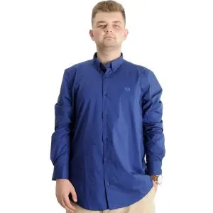 Büyük Beden Erkek Klasik Gömlek Likralı 20351 İndigo