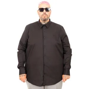 Big-Tall Men's Classic Shirt With Lycra 20351 Black