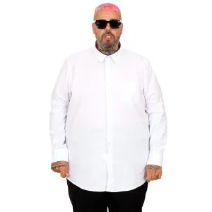 Big-Tall Men's Classic Shirt With Pocket and Lycra 20350 White