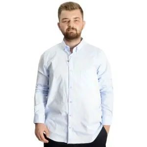 Big Size Mens Shirt with pocket Oxford 20366 Light Blue