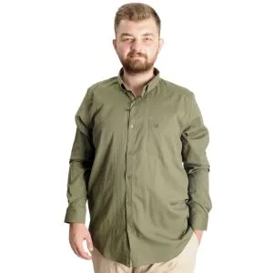 Büyük Beden Erkek Gömlek U.Kol Cepli Oxford 20366 Haki