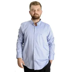 Büyük Beden Erkek Gömlek U.Kol Cepli Oxford 20366 Mavi
